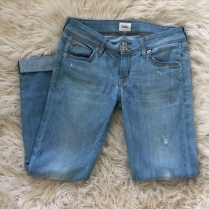 Hudson Ginny Straight Cuffed Light Wash Soft Jeans
